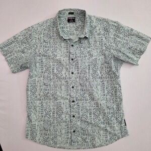 Sherpa Adventure Gear Mens Large Button Up Shirt Blue Print‎ UPF 50+